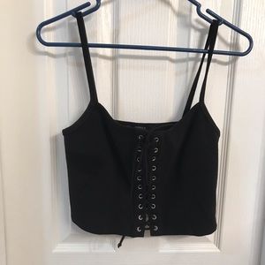 Forever 21 Black Lace Up Crop Top